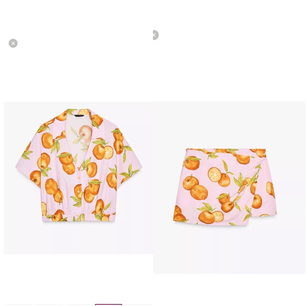 ZARA CO-RD PRINTED LINEN WRAP SKIRT and TOP
